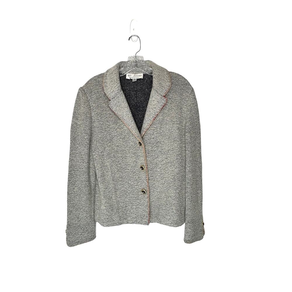 St.‎ John Sweater Blazer Gray Knit Career Office Preppy Career Academia Size 10
